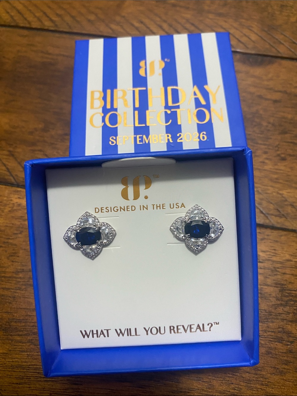 Bomb Party Birthday Collection September 2026 Earrings - Sapphire - Rhodium